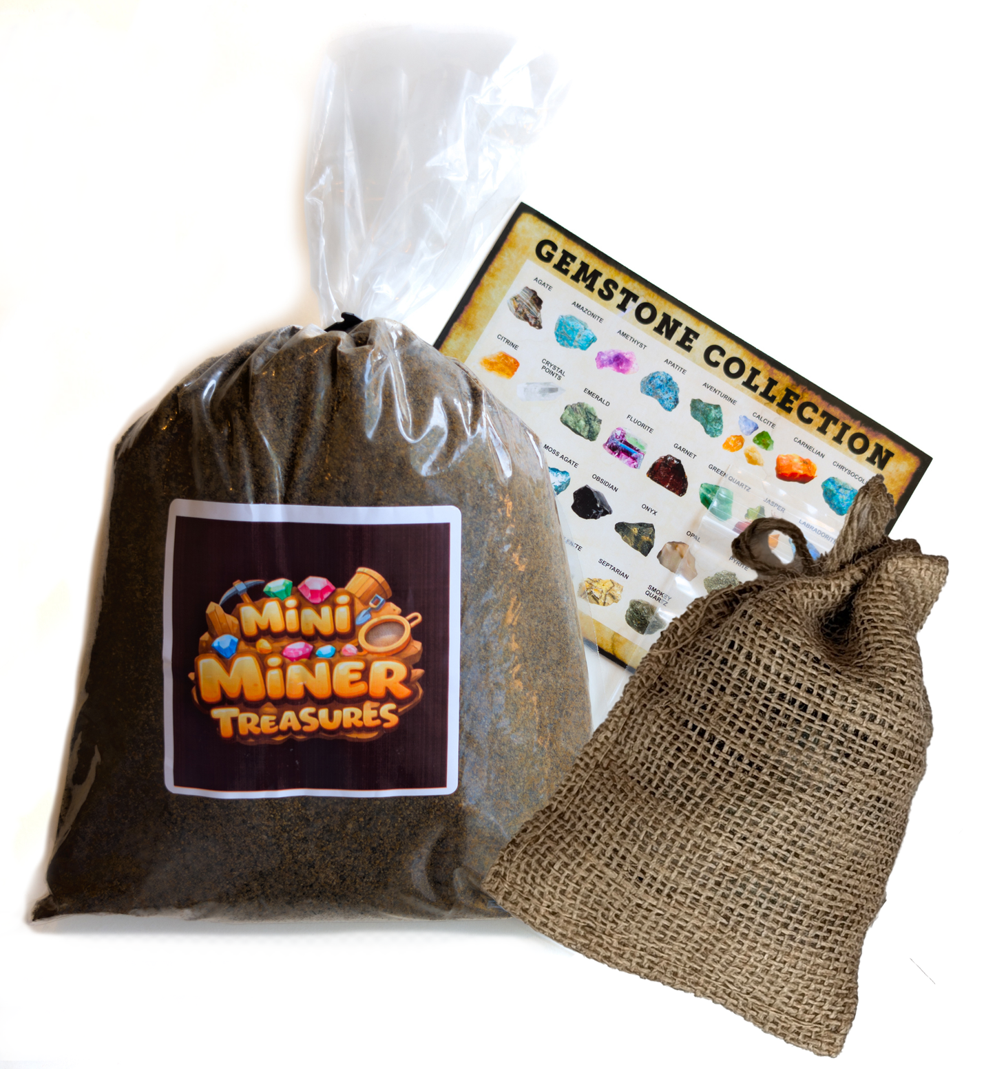 5 POUND Gemstone Paydirt with Burlap Collection Bag | Gemstone Mining | Rough Stone | Made in USA