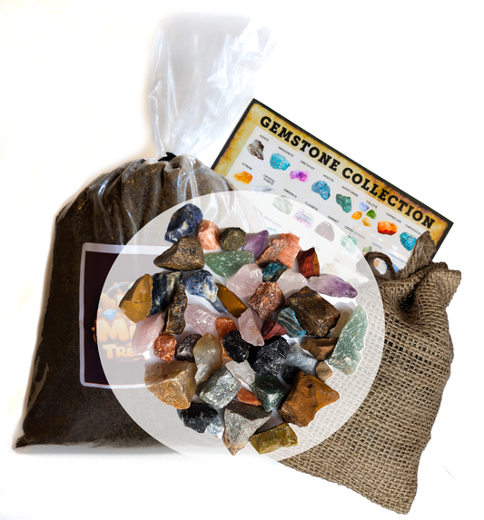 5 POUND Gemstone Paydirt with Burlap Collection Bag | Gemstone Mining | Rough Stone | Made in USA